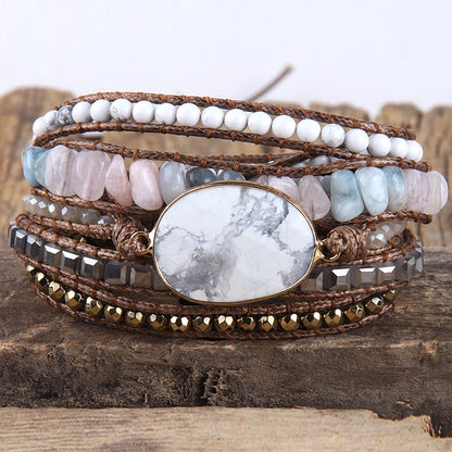 Fashion Bohemian Jewelry Boho Bracelet Mixed Natural Stones And Charm Handma Wrap Bracelets Gift
