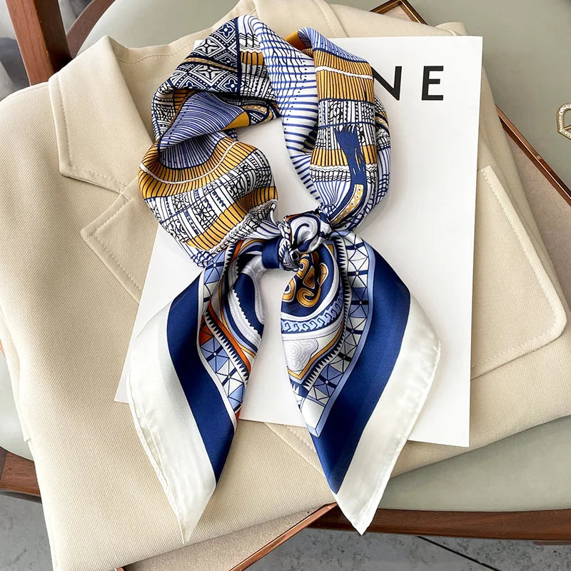 2025 Luxury Horse Print Female Silk Neck Scarf Square Hair Scarves Foulard Head Band Shawls Wraps Neckerchief Bandana Women