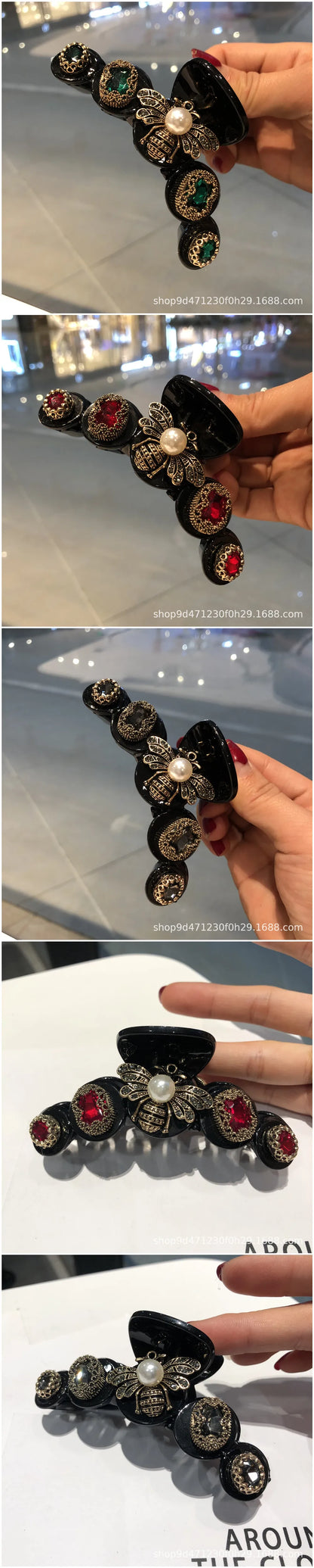 Vintage Bee Hair Claws Jewelry For Women Baroque Luxury Metal Bee Headdress Handmade Hair Claws Accessories Hairpins Wholesale