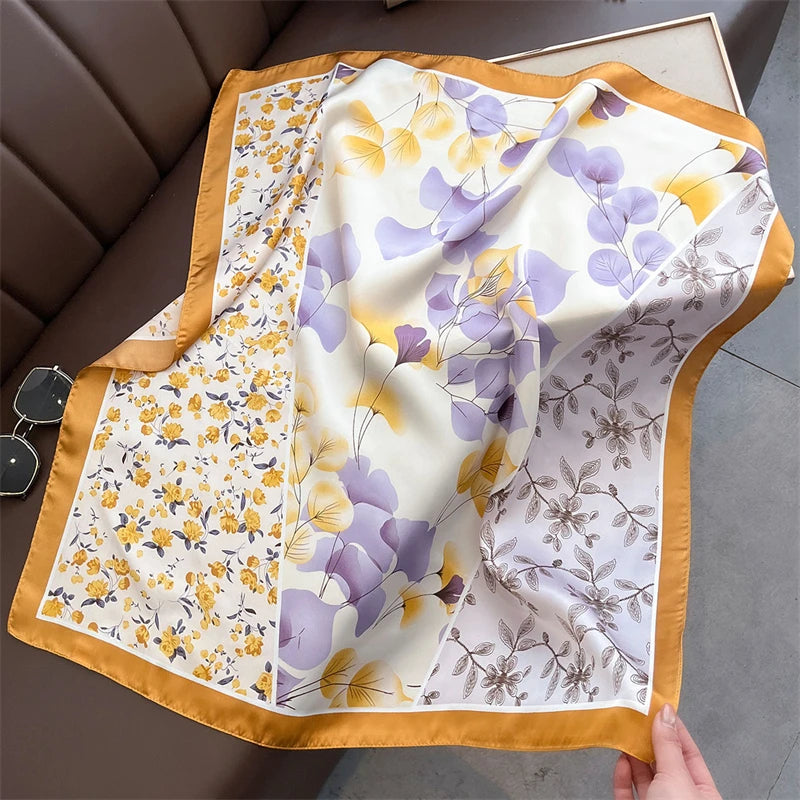 2025 Luxury Horse Print Female Silk Neck Scarf Square Hair Scarves Foulard Head Band Shawls Wraps Neckerchief Bandana Women