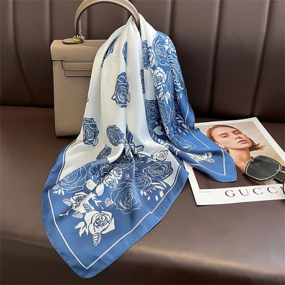 2025 Luxury Horse Print Female Silk Neck Scarf Square Hair Scarves Foulard Head Band Shawls Wraps Neckerchief Bandana Women