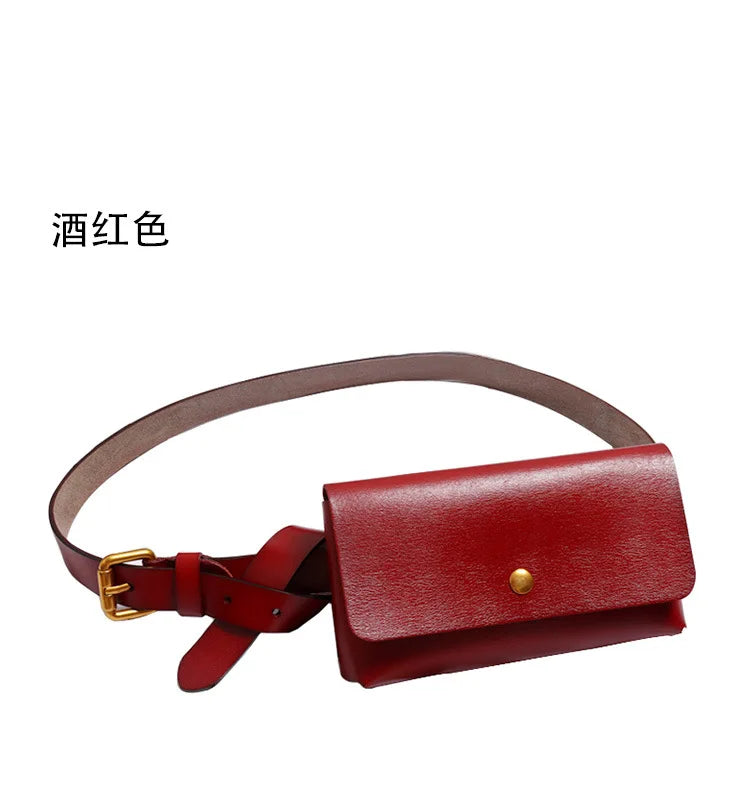 New Brand Genuine Leather Waist Bags for Women Luxury Summer Chest Bag Cute Purse Belt Bag Designer minimalist casual belt