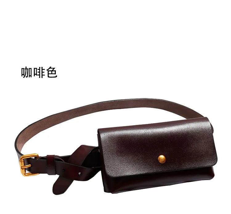 New Brand Genuine Leather Waist Bags for Women Luxury Summer Chest Bag Cute Purse Belt Bag Designer minimalist casual belt