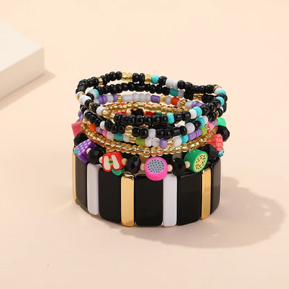 Trendy Acrylic Bohemian Bracelets Set for Women Men Multi-layer Seed Beads Chain Bracelet Bangles Charm Ladies Fashion Jewellery