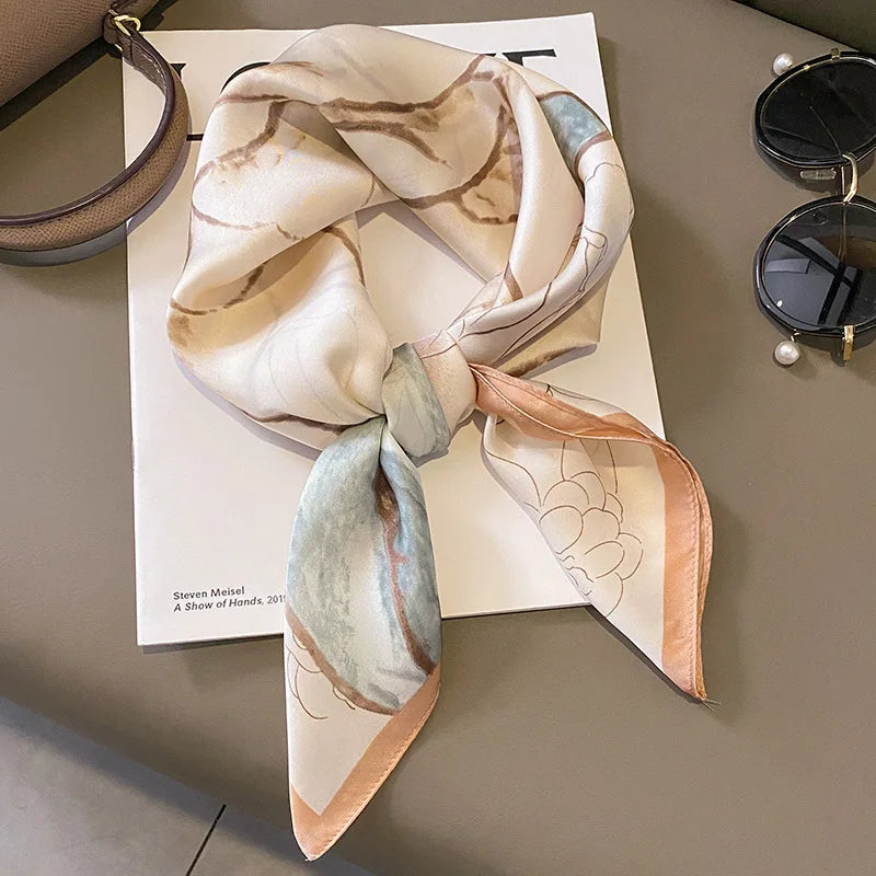 2025 Luxury Horse Print Female Silk Neck Scarf Square Hair Scarves Foulard Head Band Shawls Wraps Neckerchief Bandana Women