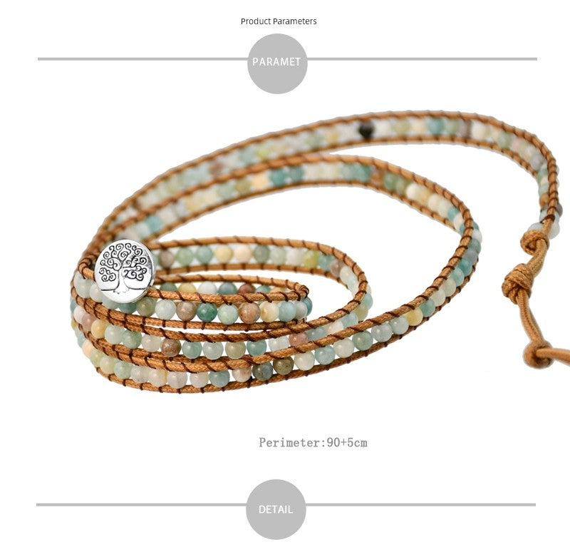 Original Braided Winding Long Natural Stone Bracelet