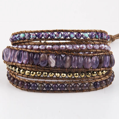Fashion Bohemian Jewelry Natural Stones Designer 5 Strands Mix Handmade Wrap Bracelets Festival Gift