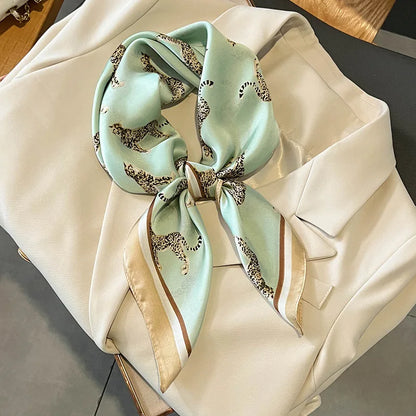2025 Luxury Horse Print Female Silk Neck Scarf Square Hair Scarves Foulard Head Band Shawls Wraps Neckerchief Bandana Women