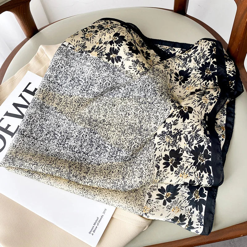 2025 Luxury Horse Print Female Silk Neck Scarf Square Hair Scarves Foulard Head Band Shawls Wraps Neckerchief Bandana Women