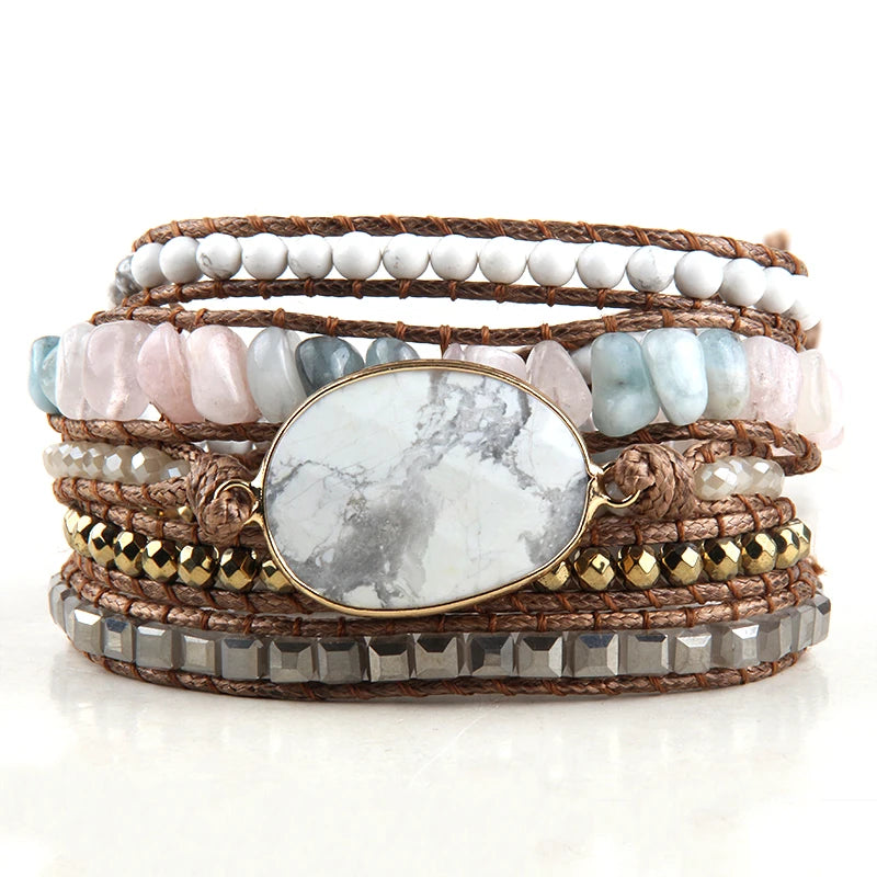 Fashion Bohemian Jewelry Boho Bracelet Mixed Natural Stones And Charm Handma Wrap Bracelets Gift
