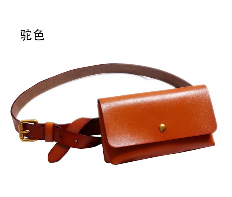 New Brand Genuine Leather Waist Bags for Women Luxury Summer Chest Bag Cute Purse Belt Bag Designer minimalist casual belt
