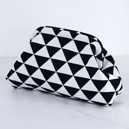 Summer Beach Clutch Bag for Women Woven Crochet Handbags Purses Knitting Dumpling Clutch Ruched Cute Cloud Casual Colorblock Bag