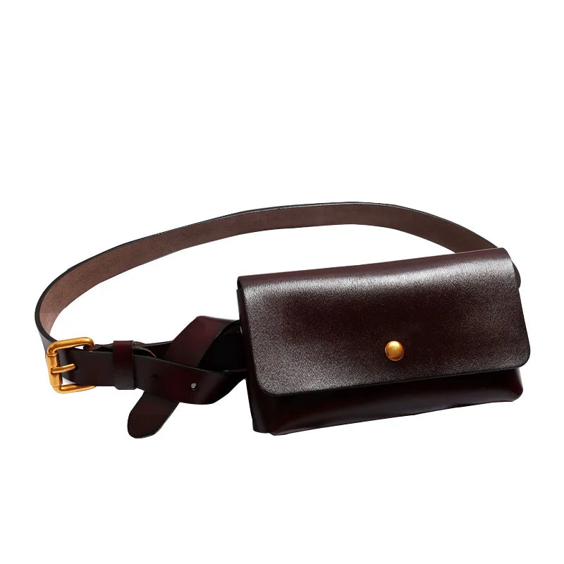 New Brand Genuine Leather Waist Bags for Women Luxury Summer Chest Bag Cute Purse Belt Bag Designer minimalist casual belt