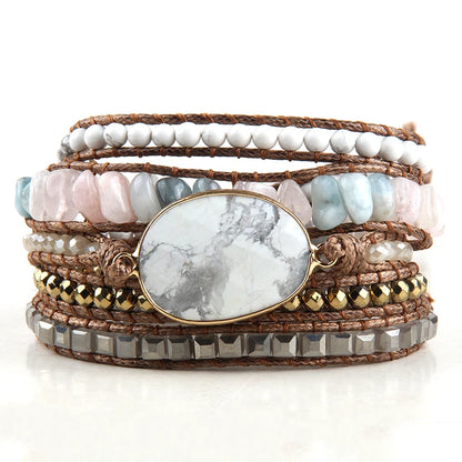 Fashion Bohemian Jewelry Boho Bracelet Mixed Natural Stones And Charm Handma Wrap Bracelets Gift
