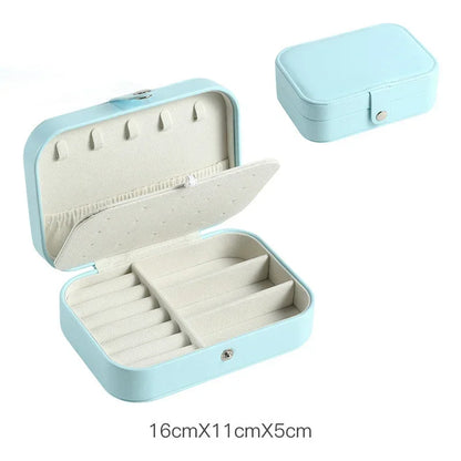 Portable Jewelry Box Jewelry Organizer Display Travel Jewelry Case Boxes Button Leather Storage Zipper Jewelers Joyero