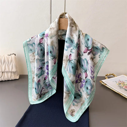 2025 Luxury Horse Print Female Silk Neck Scarf Square Hair Scarves Foulard Head Band Shawls Wraps Neckerchief Bandana Women