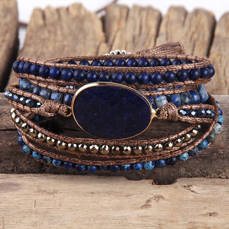Fashion Bohemian Jewelry Boho Bracelet Mixed Natural Stones And Charm Handma Wrap Bracelets Gift