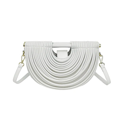 Handbags for Women 2025 New Gold Luxury Designer Brand Handwoven Noodle Bags Rope Knotted Pulled Half Moon Silver Evening Clutch