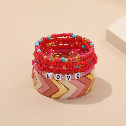 Trendy Acrylic Bohemian Bracelets Set for Women Men Multi-layer Seed Beads Chain Bracelet Bangles Charm Ladies Fashion Jewellery