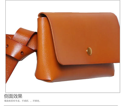 New Brand Genuine Leather Waist Bags for Women Luxury Summer Chest Bag Cute Purse Belt Bag Designer minimalist casual belt