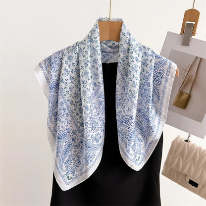 2025 Luxury Horse Print Female Silk Neck Scarf Square Hair Scarves Foulard Head Band Shawls Wraps Neckerchief Bandana Women