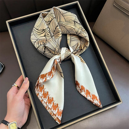 2025 Luxury Horse Print Female Silk Neck Scarf Square Hair Scarves Foulard Head Band Shawls Wraps Neckerchief Bandana Women