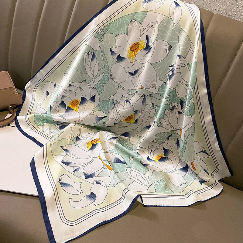 2025 Luxury Horse Print Female Silk Neck Scarf Square Hair Scarves Foulard Head Band Shawls Wraps Neckerchief Bandana Women