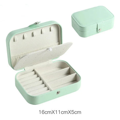 Portable Jewelry Box Jewelry Organizer Display Travel Jewelry Case Boxes Button Leather Storage Zipper Jewelers Joyero