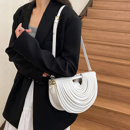 Handbags for Women 2025 New Gold Luxury Designer Brand Handwoven Noodle Bags Rope Knotted Pulled Half Moon Silver Evening Clutch