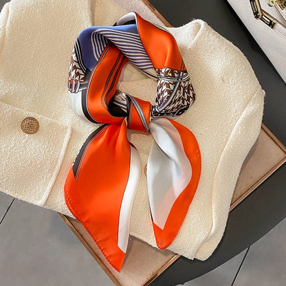 2025 Luxury Horse Print Female Silk Neck Scarf Square Hair Scarves Foulard Head Band Shawls Wraps Neckerchief Bandana Women