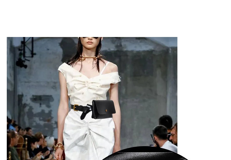 New Brand Genuine Leather Waist Bags for Women Luxury Summer Chest Bag Cute Purse Belt Bag Designer minimalist casual belt