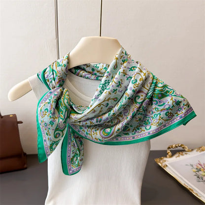 2025 Luxury Horse Print Female Silk Neck Scarf Square Hair Scarves Foulard Head Band Shawls Wraps Neckerchief Bandana Women