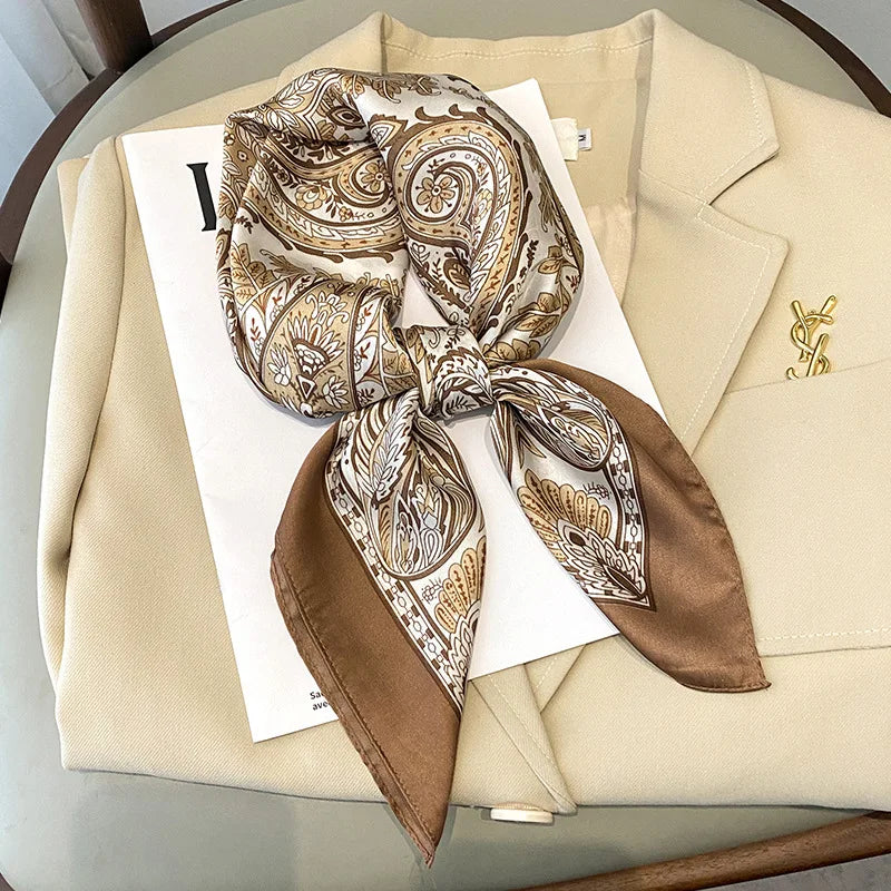 2025 Luxury Horse Print Female Silk Neck Scarf Square Hair Scarves Foulard Head Band Shawls Wraps Neckerchief Bandana Women