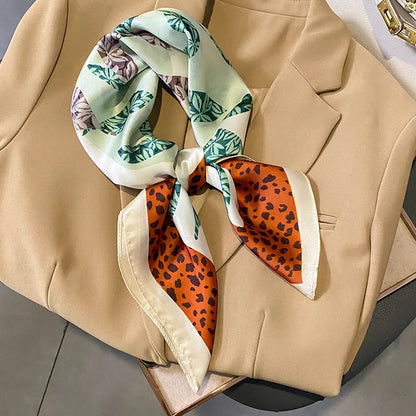 2025 Luxury Horse Print Female Silk Neck Scarf Square Hair Scarves Foulard Head Band Shawls Wraps Neckerchief Bandana Women