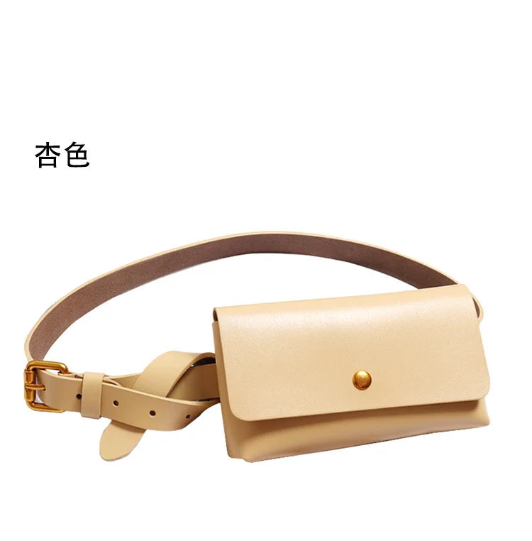 New Brand Genuine Leather Waist Bags for Women Luxury Summer Chest Bag Cute Purse Belt Bag Designer minimalist casual belt