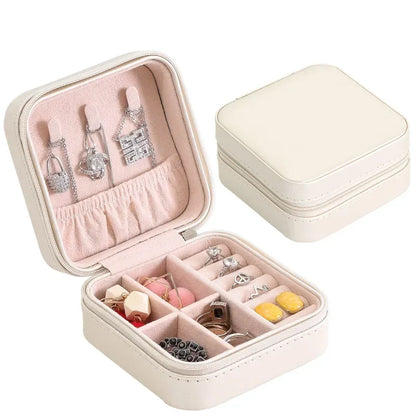 Portable Jewelry Box Jewelry Organizer Display Travel Jewelry Case Boxes Button Leather Storage Zipper Jewelers Joyero