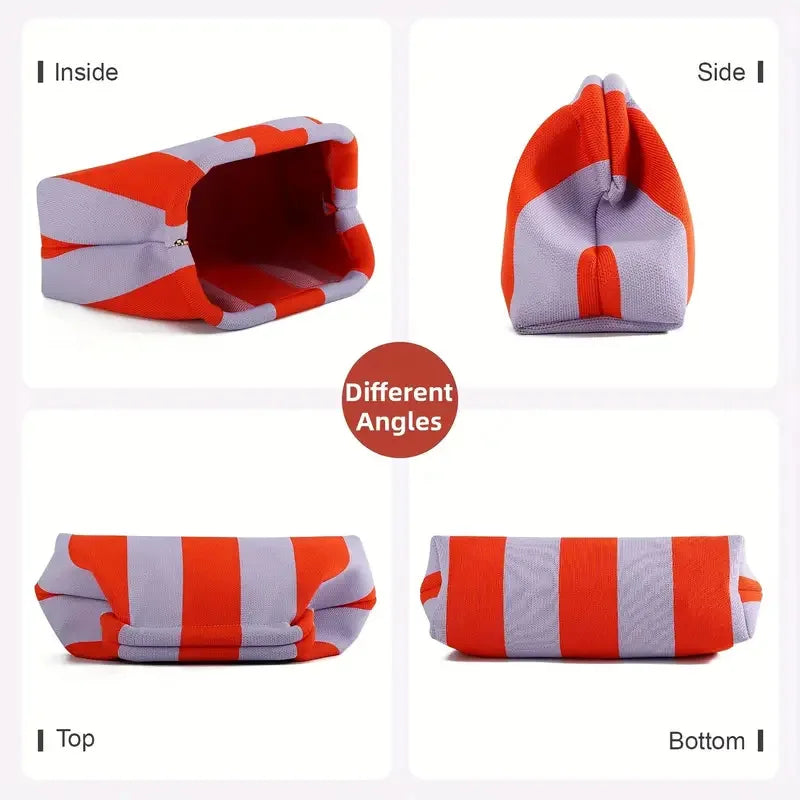 Summer Beach Clutch Bag for Women Woven Crochet Handbags Purses Knitting Dumpling Clutch Ruched Cute Cloud Casual Colorblock Bag