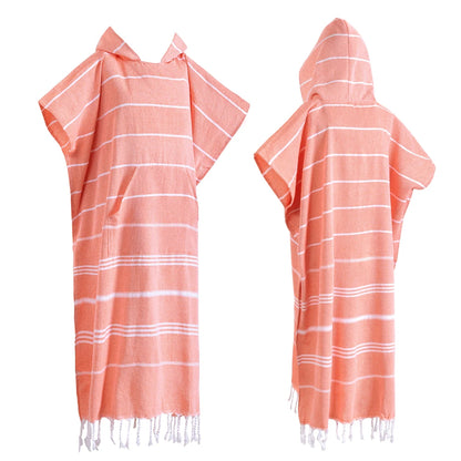 Turkish Wearable Beach Towel Sandproof Cotton Large Surf Poncho Hooded Wetsuit Changing Towel Quick Drying Sandproof Bathrobe