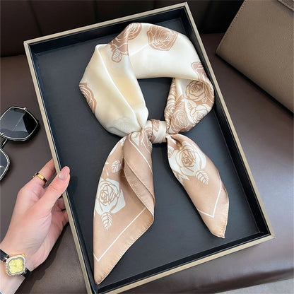 2025 Luxury Horse Print Female Silk Neck Scarf Square Hair Scarves Foulard Head Band Shawls Wraps Neckerchief Bandana Women
