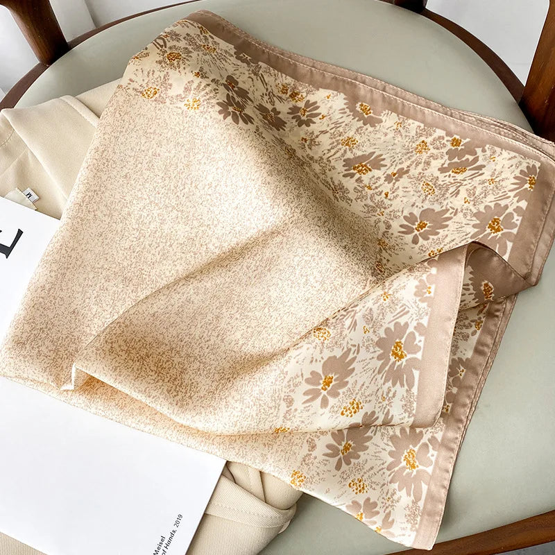 2025 Luxury Horse Print Female Silk Neck Scarf Square Hair Scarves Foulard Head Band Shawls Wraps Neckerchief Bandana Women