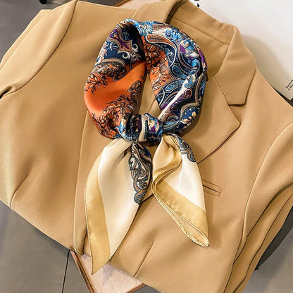 2025 Luxury Horse Print Female Silk Neck Scarf Square Hair Scarves Foulard Head Band Shawls Wraps Neckerchief Bandana Women